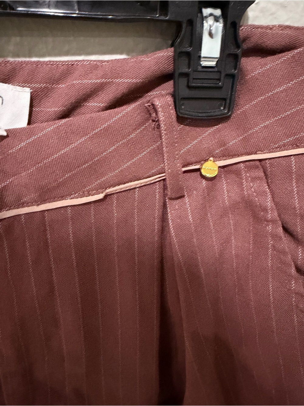 Women's Rust Pinstripe Pleated Trousers Size MP EUC - Picture 2 of 5